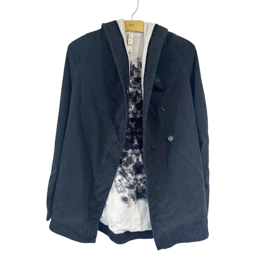 Lululemon‎ Women 2 Black Asymmetrical Snap Button Cardigan Hooded Jacket